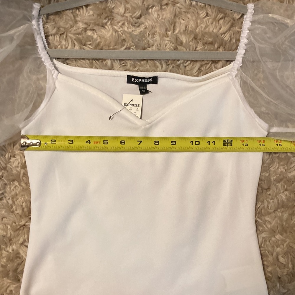 Express white top with sheer sleeves, Size XS - Picture 5 of 8